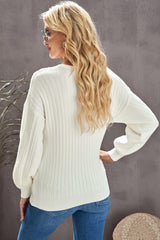 Gerippter Überwurfpullover mit Puffärmeln