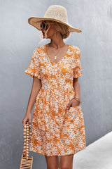 Robe imprimée boutonnée à poches
