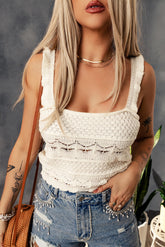 Ärmelloses Strick-Tanktop mit gewelltem Besatz