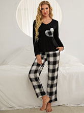Plaid Heart Top Pants Lounge Set