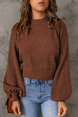 Pullover mit geripptem Saum und Ballonärmeln