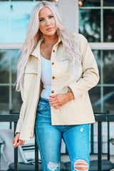 Pocketed Button Ribbed Textured Shirt
