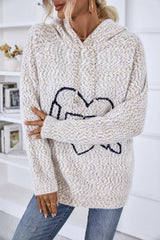 Graphic Drawstring Detail Hooded Sweater