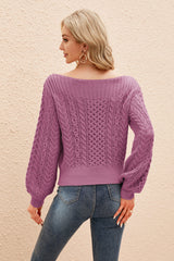 Pullover aus gemischtem Strick mit U-Boot-Ausschnitt