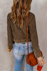 Veste en velours côtelé avec ceinture et fermeture éclair