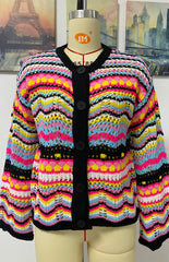 Striped Loose Rainbow Knitted Cardigan