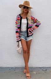 Striped Loose Rainbow Knitted Cardigan