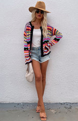 Striped Loose Rainbow Knitted Cardigan