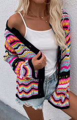 Striped Loose Rainbow Knitted Cardigan