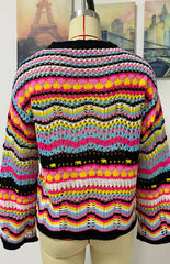 Striped Loose Rainbow Knitted Cardigan