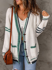 Cardigan à manches longues et blocs de couleurs pour femme
