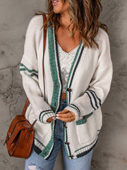 Cardigan à manches longues et blocs de couleurs pour femme
