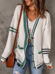Cardigan à manches longues et blocs de couleurs pour femme