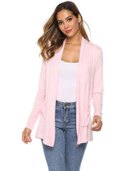 Damen All-Match Mittellange Langarm-Strickjacke