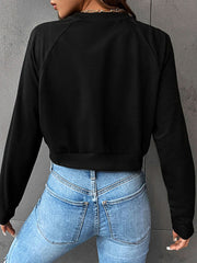 Sweat-shirt sport preppy à col rond et manches raglan