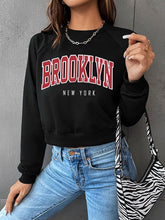 Sports Preppy Round Neck Raglan Sleeve Sweatshirt