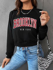 Sweat-shirt sport preppy à col rond et manches raglan