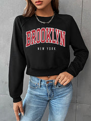 Sweat-shirt sport preppy à col rond et manches raglan
