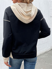 Sweat-shirt à capuche décontracté rétro colorblock pour femme
