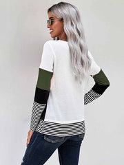 pullover stitching long-sleeved casual T-shirt