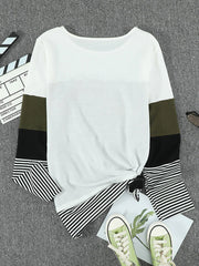 pullover stitching long-sleeved casual T-shirt