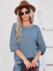 Sweat-shirt ample à coutures contrastées pour femme