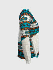 Gestricktes, lässiges Spitzentop mit ethnischem Azteken-Print für Damen