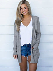 Damenoberteile Langarm-Strick-T-Shirt-Cardigan