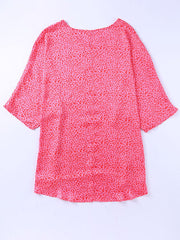 Woven Trendy Loose V Neck Leopard Print Top