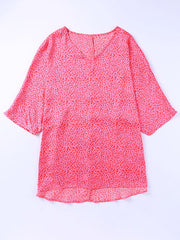 Woven Trendy Loose V Neck Leopard Print Top
