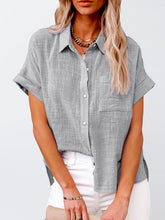 Woven Casual Loose Lapel Short Sleeved Shirt