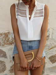 V-neck's shirt's lace hollow top