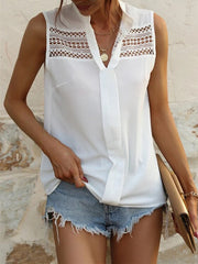 V-neck's shirt's lace hollow top