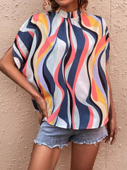 Casual Printed Slit Dolman Sleeve Top