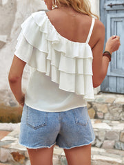 temperament commuting irregular ruffled halter top