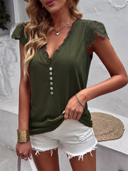 Flying Sleeve V-Neck Knitted Sweater Top
