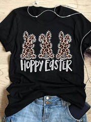Leopard Bunny Easter Explosion Style Urban Casual Short-sleeved T-Shirt Top