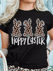 Leopard Bunny Easter Explosion Style Urban Casual Short-sleeved T-Shirt Top