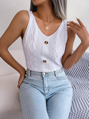 Gilet décontracté en tricot torsadé à col en V pour femme