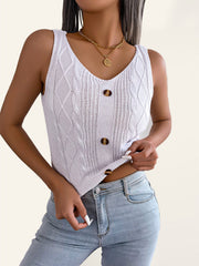 Gilet décontracté en tricot torsadé à col en V pour femme