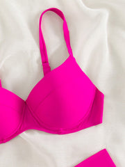 Maillot de bain bikini couleur unie, maillot de bain fendu, commerce extérieur