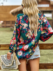 Printed shirt's loose temperament commuting long-sleeved top