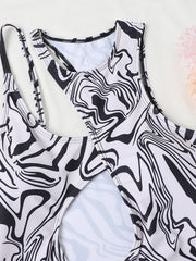 Maillot de bain une épaule multicolore creux