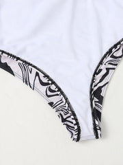 Maillot de bain une épaule multicolore creux