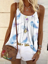 Women's Tops Loose Feather Print Camisole T-Shirt