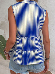 tops sleeveless v-neck striped shirt