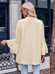 Solid Color Casual Bell Sleeve Knit Cardigan Top