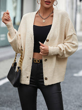 V-neck button solid color knitted cardigan's coat sweater