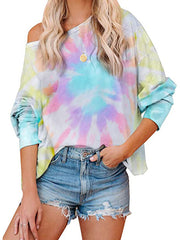 Gradient Printed Long Sleeve Round Neck Casual T-Shirt
