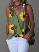 Simple V-neck Metal Buckle Printed Vest Top